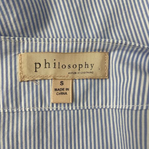 PHILOSOPHY Pinstripe Bell Sleeve Top Size SM Preppy Crisp Coastal Cruise Resort - Picture 5 of 7